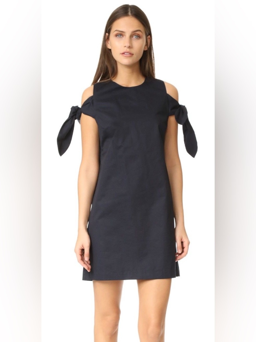 J.O.A. Black Cold-Shoulder Mini Dress with Sleeve Bows